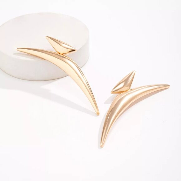 Bold Geometric Long Drop Earrings - Picture 1 of 2